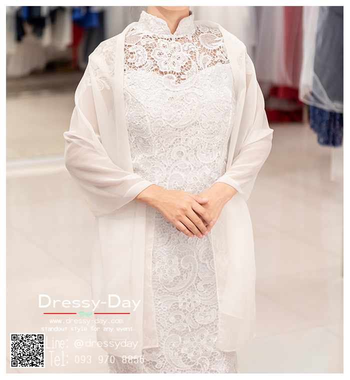 รหัส ชุดผ้าคลุมไหล่ : DD001 ผ้าคลุมไหล่ชุดราตรี ไปงานแต่ง ผ้าคลุมไหล่ชุดราตรีไซส์ใหญ่ เสื้อคลุมชุดราตรีพร้อมส่ง สวย เรียบหรู