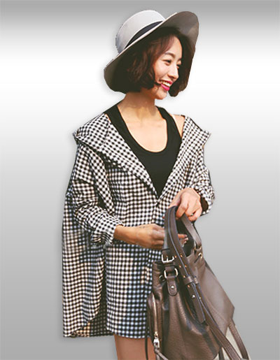 เสื้อคลุมแฟชั่นแต่งลายสก๊อตมีฮู้ด รหัส2047