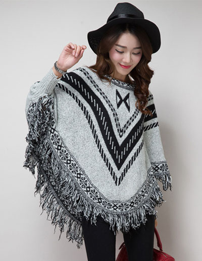 เสื้อคลุมแฟชั่น stlye โบฮีเมี่ยน รหัส 1722-สีเทา