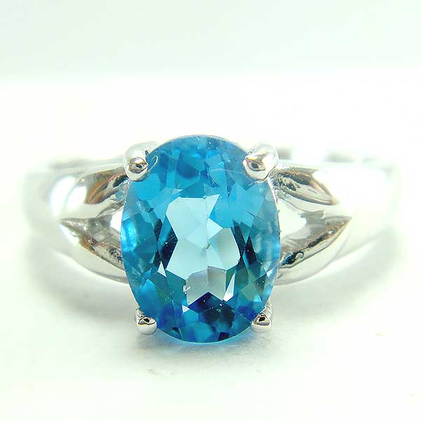 แหวนเงินแท้ราคาถูกชุบทองคำขาว สวิสบลูโทปาซแท้ 1.60 กะรัต งานประณีตสวยงาม สั่งผลิตค่ะ