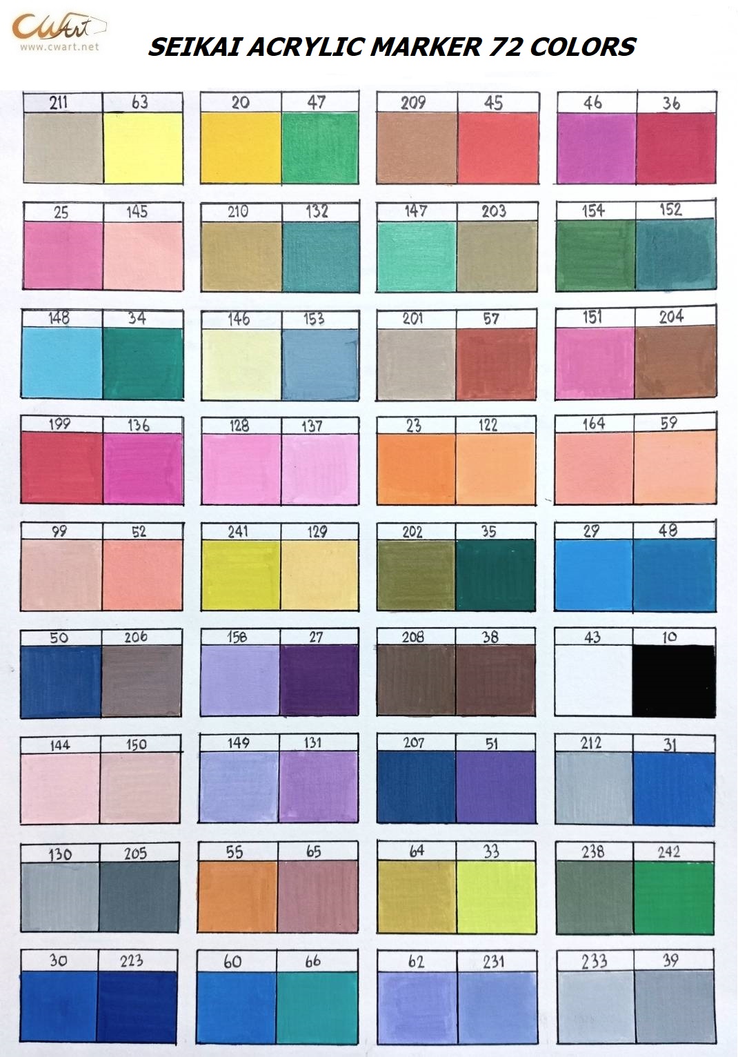 มาร์คเกอร์อะคริลิค Seikai หัวพู่กัน, 2 สี ใน 1 ด้าม