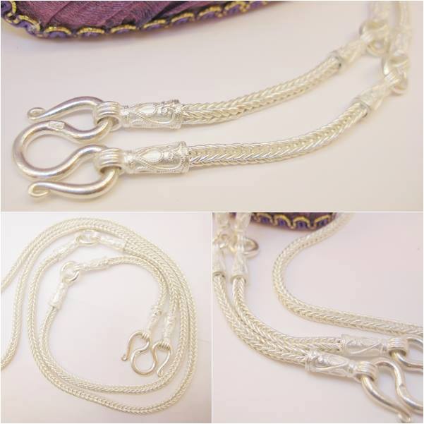 สร้อยเงินแท้ลายสี่เสา ห้อยพระ 3 องค์ ความหนา 3.0 มิล