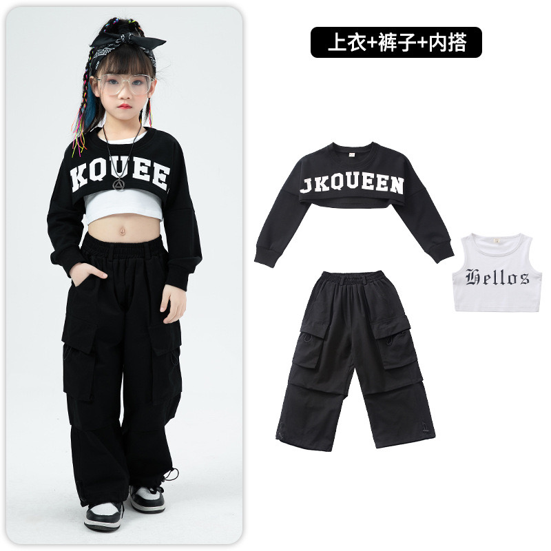 พร้อมส่ง ชุดเต้น เสื้อแขนยาว+เสื้อตัวใน+กางเกง สีดำ สีแดง