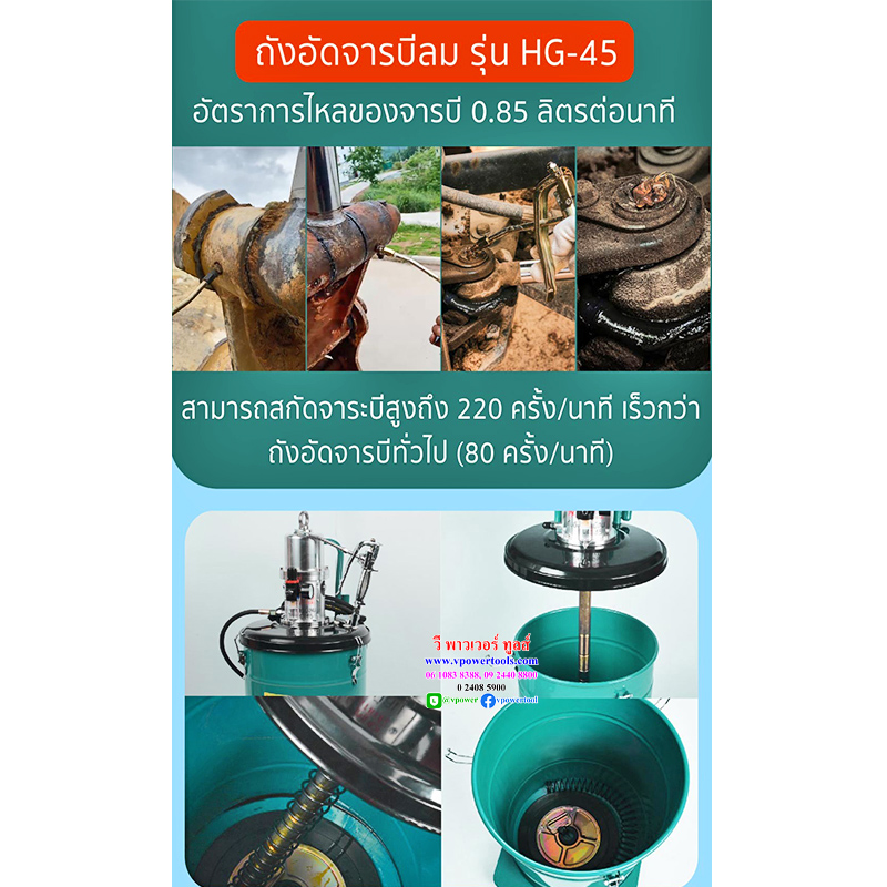 SUMO HG-45 ถังอัดจาระบีใช้ลม ความจุถัง 45ลิตร 50:1