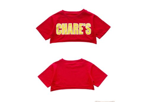 พร้อมส่ง ชุดเต้น แขนสั้น Chare' พร้อม กางเกงคาร์โก้ สีครีม