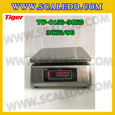 เครื่องชั่งกันน้ำ30kg รุ่น TW-01SS ตาชั่งกันน้ำ30kg เครื่องชั่งดิจิตอลกันน้ำ30kg พิกัด 30kg ความละเอียด 5g Waterproof Digital Scale ยี่ห้อ Tiger รุ่น TW-01SS