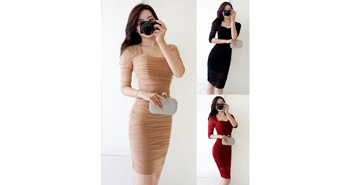 สินค้าพรีออเดอร์ ชุดเดรสแฟชั่นทำงานสไตล์เรียบหรู 3สี 4ไซส รหัส PO-Dress-025