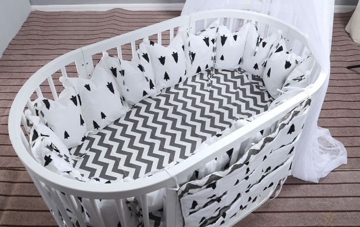 TP21506 เตียงไม้สีขาว Modern Classic OVAL Crib Ivory White (round bed) ดีไซน์สวย WD31