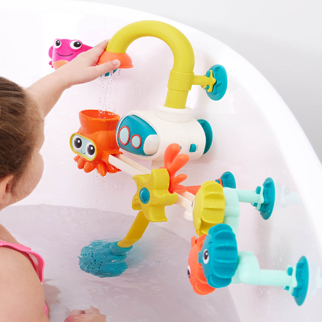 ของเล่นในอ่างอาบน้ำพร้อมปั๊มน้ำอัตโนมัติ B. toys - Bath Pump Toy & Drip Cups - Wonder-Full Waterworks