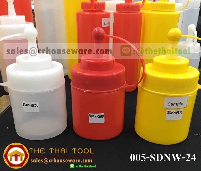 ขวดบีบซอสปากกว้าง มีจุกปิด Wide Mouth Squeeze Dispensers With Cap 8 oz.