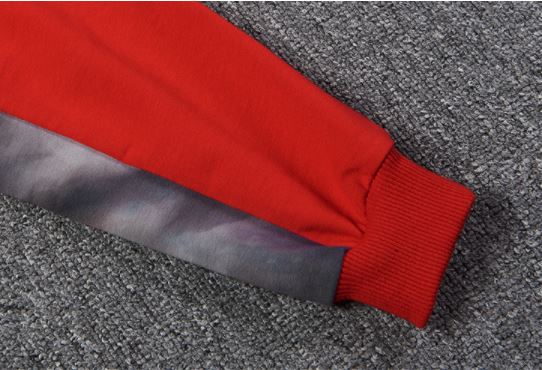 ชุดฮิปฮอปแขนยาวสีดำ-แดง แต่งกระเป๋าหน้า