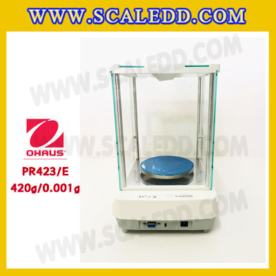 เครื่องชั่งดิจิตอล ทศนิยม3ตำแหน่ง รุ่น PR423/E เครื่องชั่ง420gx0.001g เครื่องชั่งดิจิตอล420g เครื่องชั่งละเอียดสูง420กรัม พิกัดน้ำหนัก 420g ความละเอียด 0.001g ยี่ห้อ OHAUS รุ่น PR423/E
