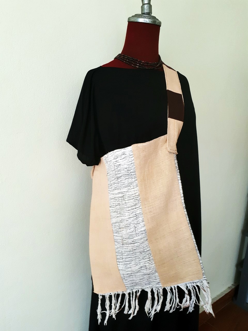 SIVA กระเป๋าลดโลกร้อนทำจากผ้าฝ้ายย้อมครามและผ้าฮัม ฟรีค่าส่ง ฟ้าและน้ำตาล L,XL