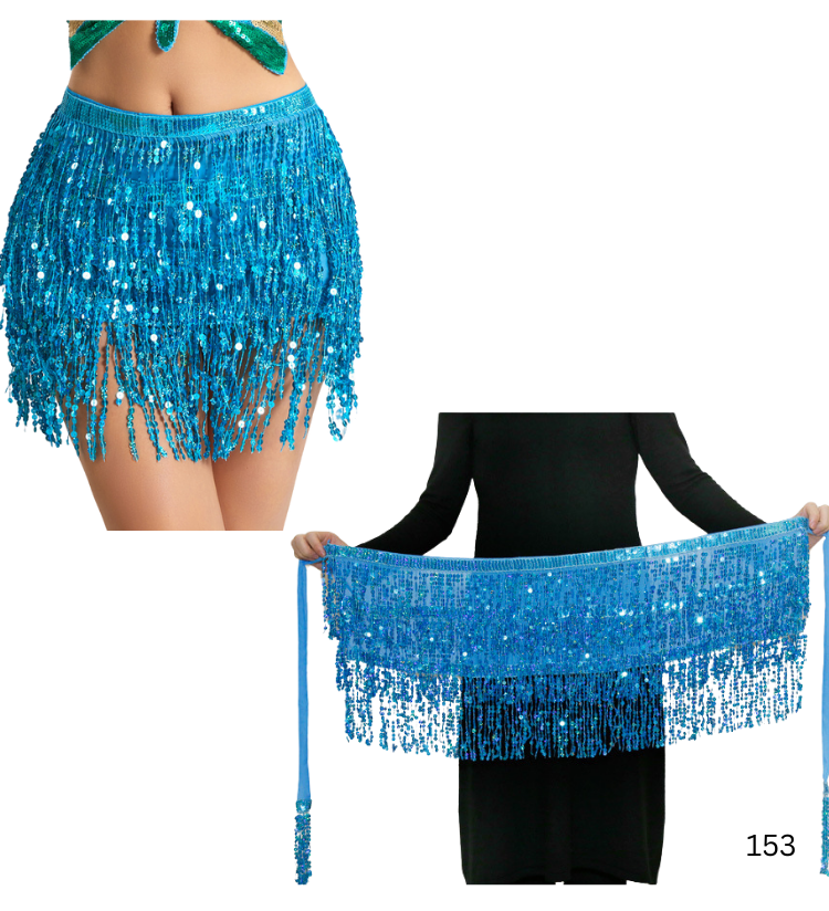 พร้อมส่งพร๊อพเสริม ผ้าผูกเอว คาดเอว Hip Scarf แฟชั่นเลื่อม พร้อมพู่และโซ่ คาดเอวสำหรับเต้นแจ๊ส-สตรีท สไตล์เน็ตไอดอล