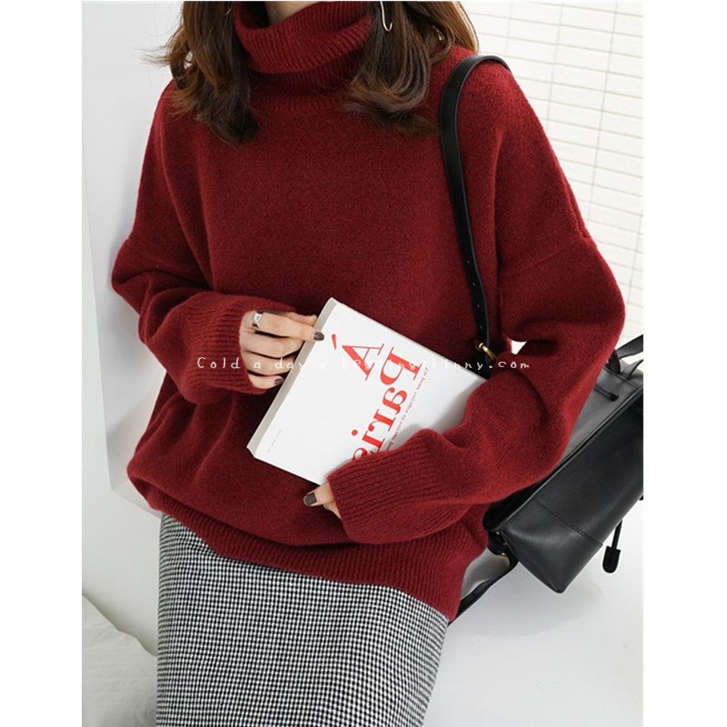 เสื้อไหมพรมคอตั้งเกาหลี Oversize มี 5 สี