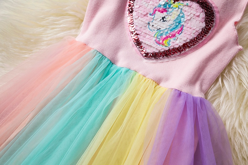 พร้อมส่ง ชุดเดรสแขนกุดลายยูนิคอน LOL สีชมพู