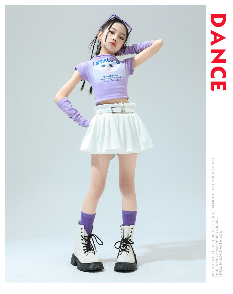 พร้อมส่ง***ชุดเต้น ลายแมว สไตล์เกาหลี เซ็ตเสื้อTKIAULS+กางเกงกระโปรง