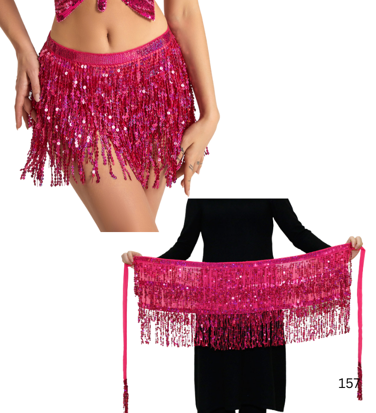 พร้อมส่งพร๊อพเสริม ผ้าผูกเอว คาดเอว Hip Scarf แฟชั่นเลื่อม พร้อมพู่และโซ่ คาดเอวสำหรับเต้นแจ๊ส-สตรีท สไตล์เน็ตไอดอล