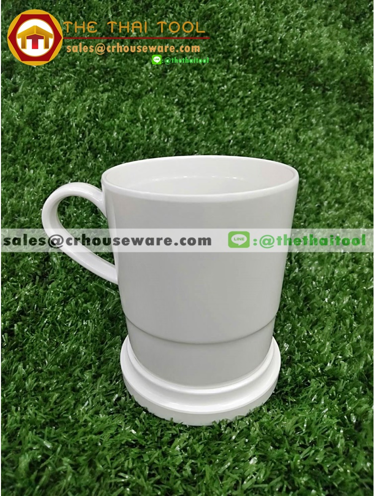 แก้วน้ำเมลามีนมีฝาปิด,ฝาแก้วรองเป็นจานรองแก้วได้,แก้วน้ำคนป่วยโรงพยาบาล017-CL244-3,Melamine glass with lid,แก้วน้ำเมลามีนลดขยะตลาด