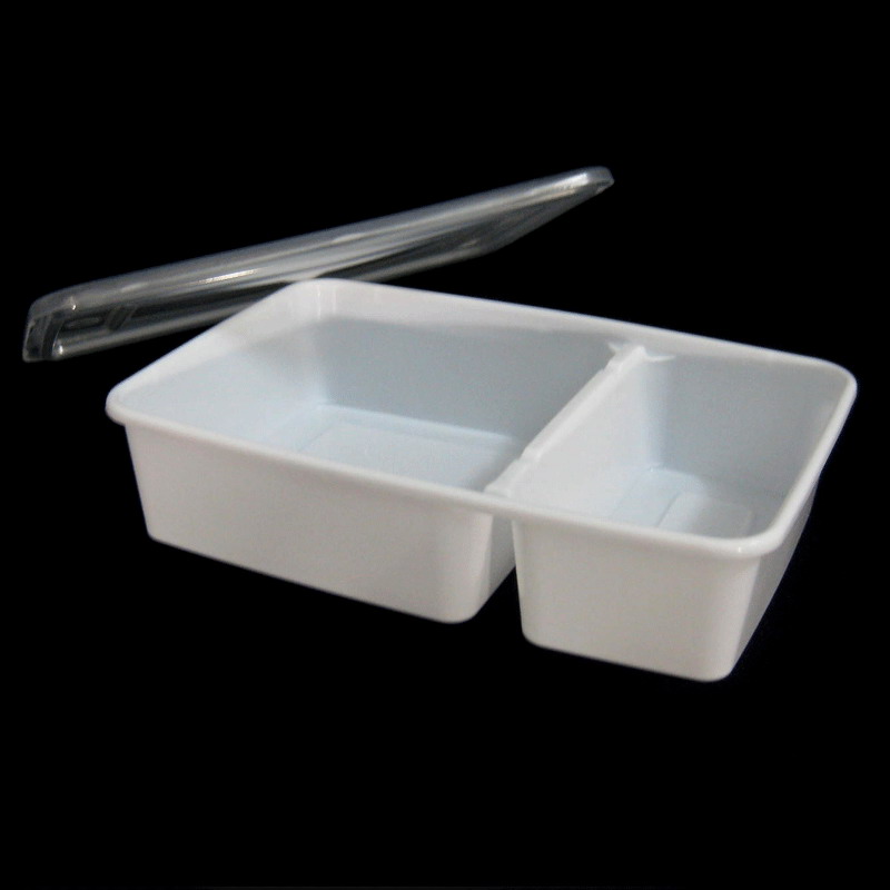 กล่อง TAKE AWAY 2 ช่อง ตัวขาว/ฝาใส # 1597 ( 50 ใบ )