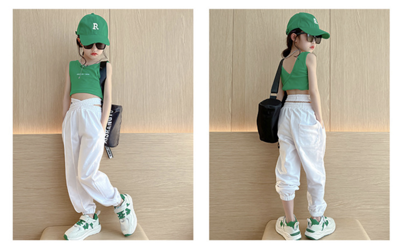 ชุดเต้น ชุด cover dance เสื้อคอวี+กางเกงขายาว