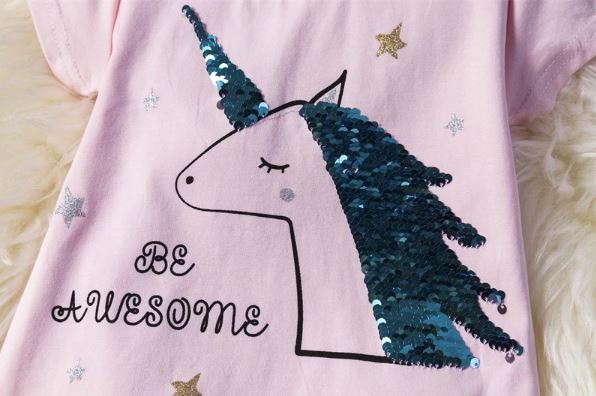 พร้อมส่ง ชุดเดรสแขนกุดลายยูนิคอน LOL สีชมพู