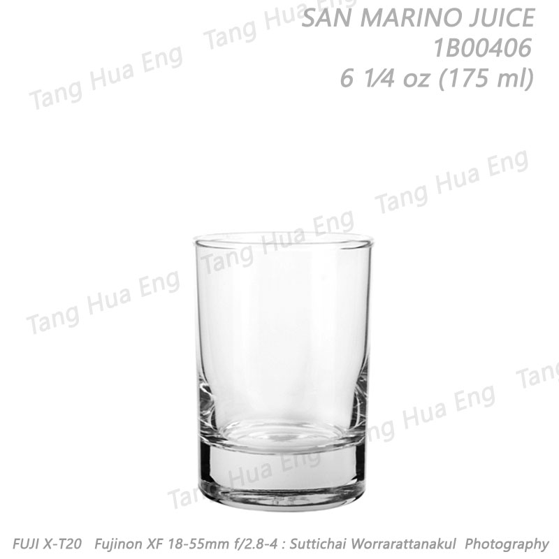 (1โหล) แก้ว SAN MARINO JUICE, 175 มล. #1B00406 ยี่ห้อโอเชี่ยน