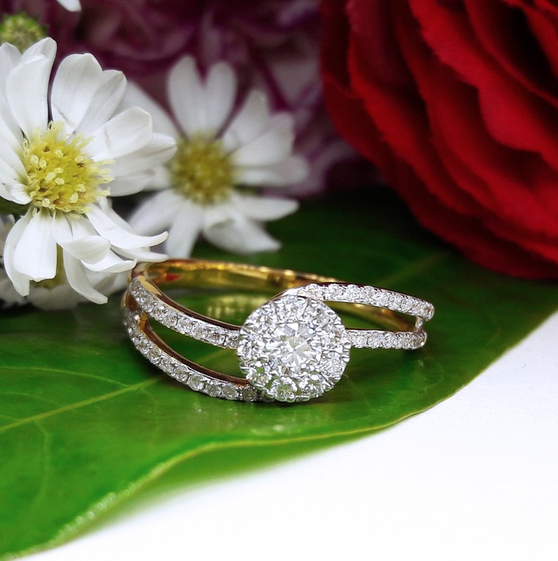 สั่งผลิตเพชรเบลเยี่ยมคัท แหวนแต่งงาน แหวนหมั้น ใส่เที่ยว ออกงาน แหวนทองคำ 18K เพชรแท้ 0.40 กะรัต 2.77 กรัม น้ำ 99 ราคาถูกมาก มีใบรับประกันค่ะ