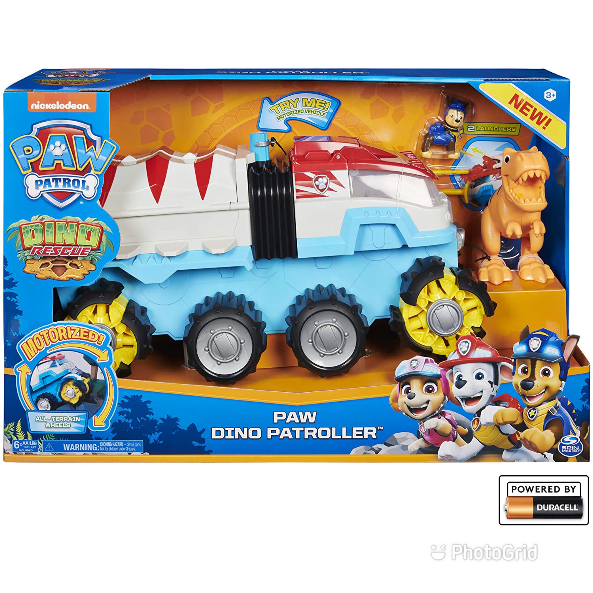 รถคันใหญ่เคลื่อนที่เองได้ Paw Patrol, Dino Rescue Dino Patroller Motorized Team Vehicle with Exclusive Chase and T. Rex Figures