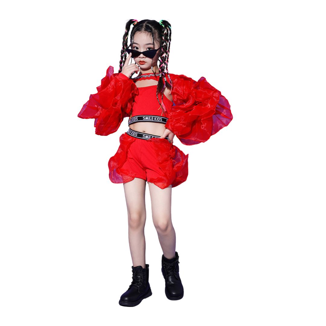 พร้อมส่ง***ชุดเต้น เสื้อแขนพองฟู ฟรุ้งฟริ้ง +กางเกงขาสั้น