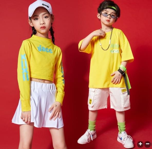 ชุดเต้น ชุดฮิปฮอป เซ็ตสีเหลือง