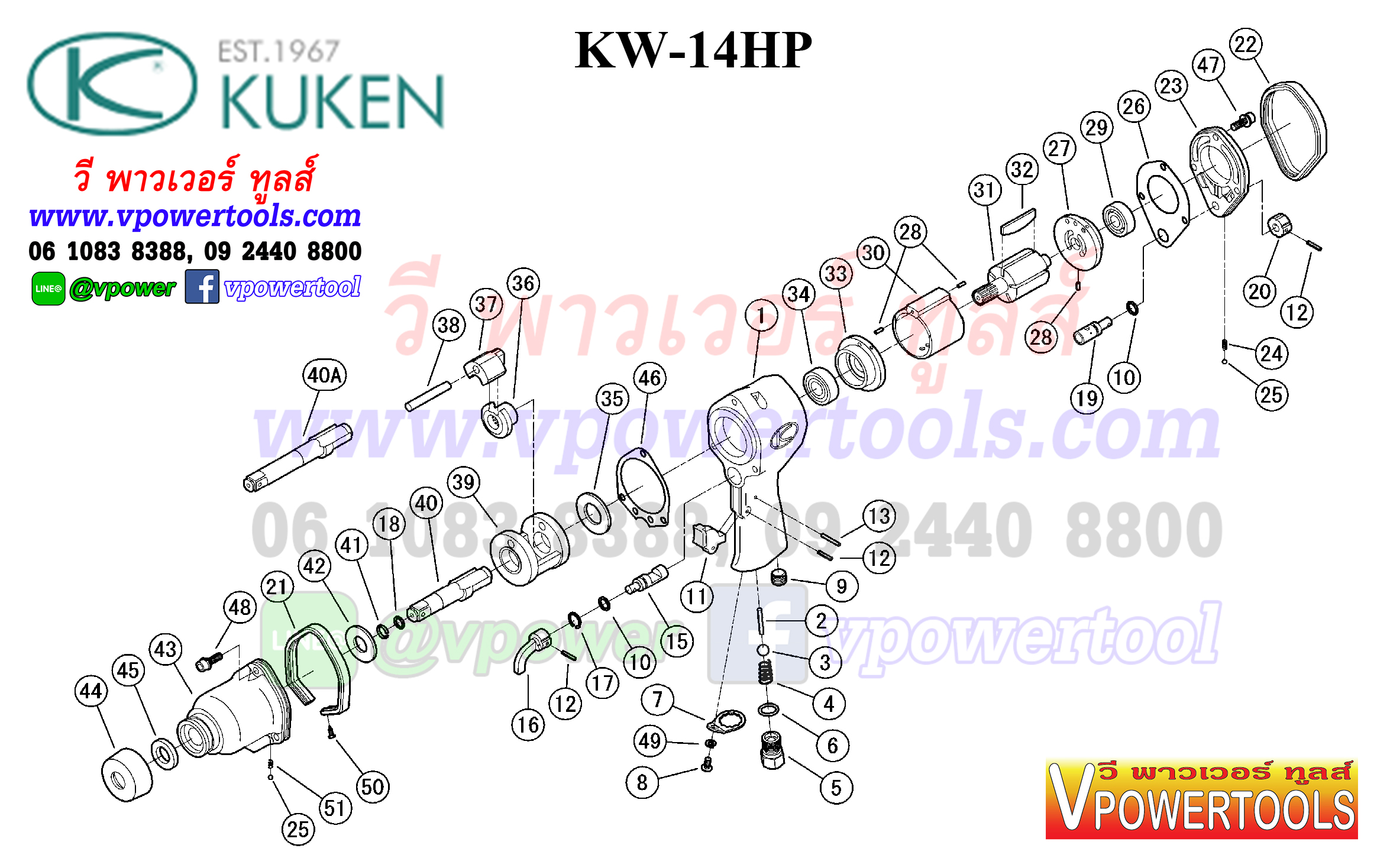 KUKEN KW-14HP บล็อกลม คูเก้น 1/2" จากประเทศญี่ปุ่น (รุ่นงานหนัก)