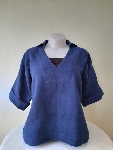 ผ้าฝ้ายฮัมพื้นย้อมสีธรรมชาติวิ่งไปทำงาน T1 น้ำเงิน,ครีม,ชมภู่,ขาว M,L,XL,XXL