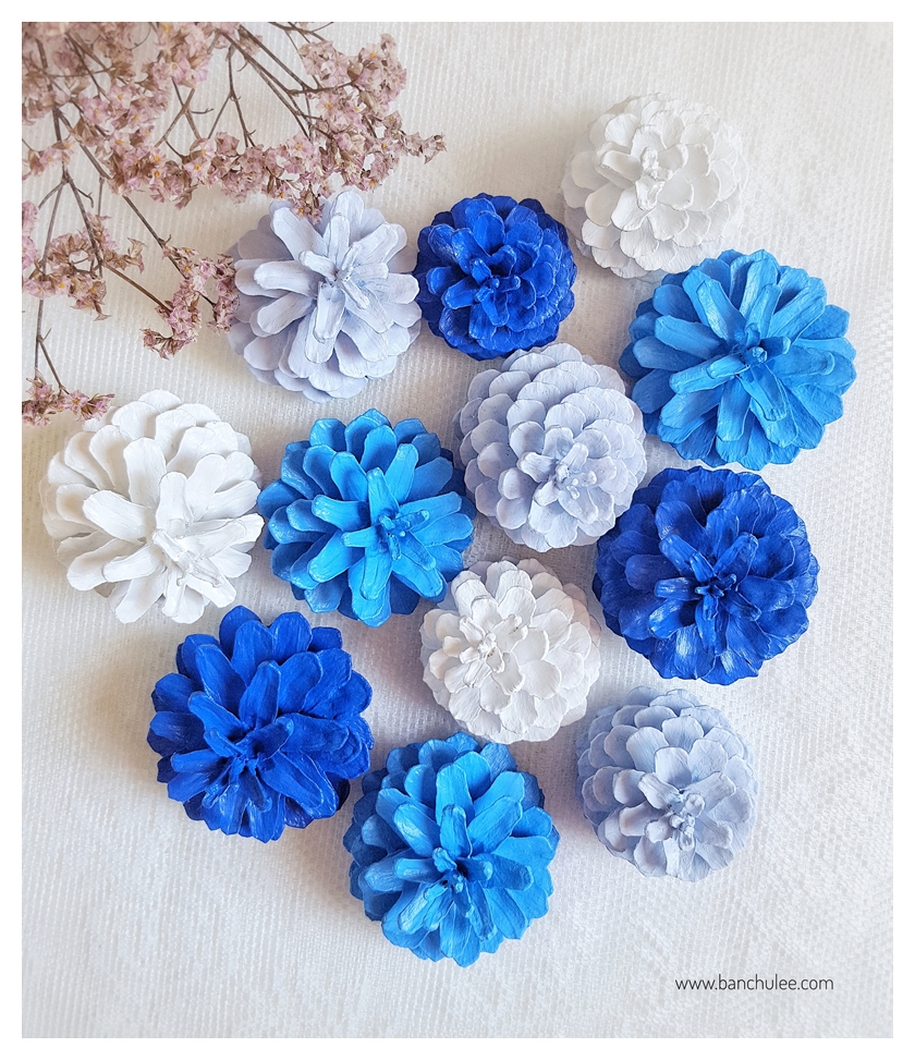 Painted Pine Cone ลูกสนธรรมชาติ ทาสีอะครีลิคสำหรับงานไม้