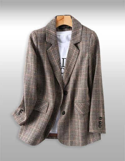 เสื้อสูทแฟชั่นลายสก็อตแบบสวยหรูสไตล์เกาหลี มี 5 ไซส