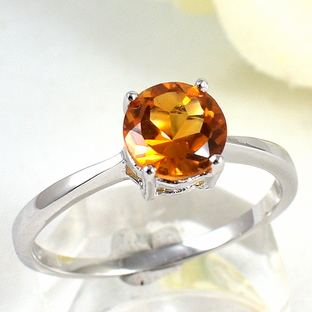 แหวนเงินแท้ราคาถูกชุบทองคำขาว ซิทรินแท้ 1.35 กะรัต งานประณีตสวยงาม สั่งผลิตค่ะ