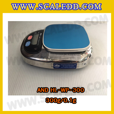 เครื่องชั่งน้ำหนักดิจิตอล300กรัม เครื่องชั่งกันน้ำ300g เครื่องชั่งดิจิตอล300กรัม ตาชั่งกันน้ำ300กรัม พิกัดน้ำหนัก 300g ความละเอียด 0.1g ยี่ห้อ AND รุ่น HL-WP (เครื่องชั่งผ่านตรวจรับรองจากสำนักชั่งตวงวัด)