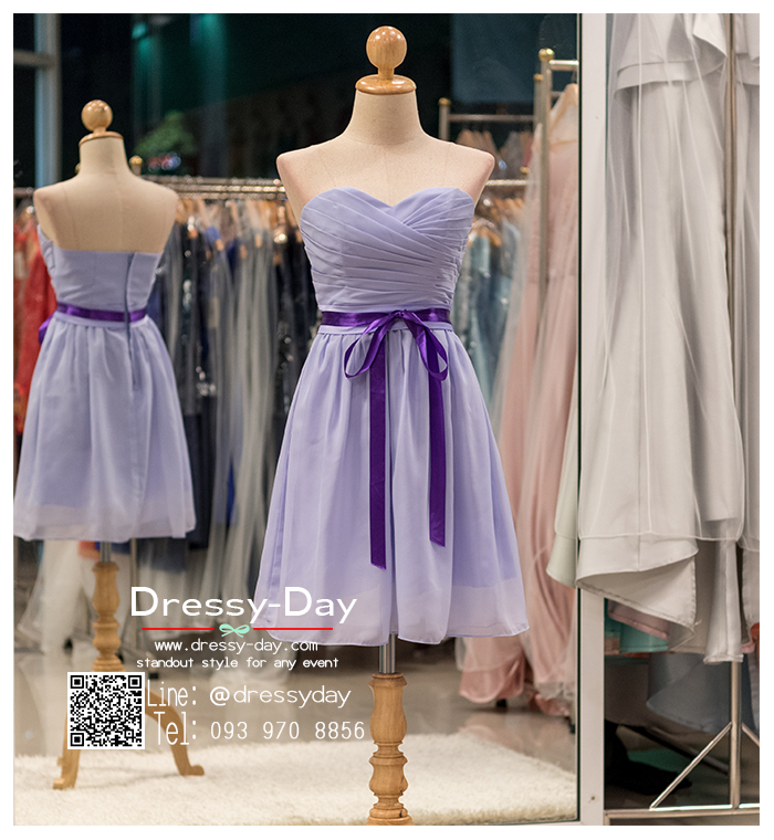 รหัส ชุดราตรีสั้น : BB095 ชุดแซก ชุดราตรี เกาะอก ม่วง เหมาะใส่งานแต่งงาน งานหมั้น งานกลางวัน กลางคืน เรียบหรูเหมาะใส่ออกงานกลางคืน งานคอกเทล