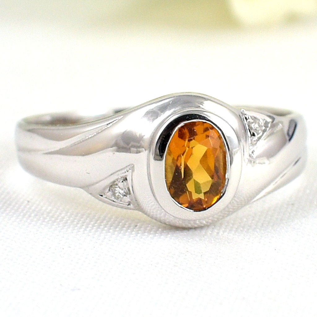 แหวนเงินแท้ราคาถูกชุบทองคำขาว ซิทรินแท้ 0.55 กะรัต เพชรCZ 0.014 กะรัต งานประณีตสวยงาม สั่งผลิตค่ะ