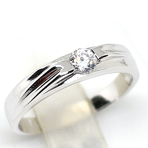 แหวนเงินแท้ราคาถูกชุบทองคำขาว เพชรCZแท้ 0.17 กะรัต งานประณีตสวยงาม สั่งผลิตค่ะ