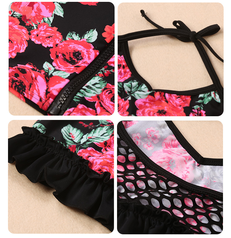 สินค้าพร้อมส่ง ชุดว่ายน้ำ เด็กหญิง เซ็ต 3 ชิ้น สไตล์ลายดอก