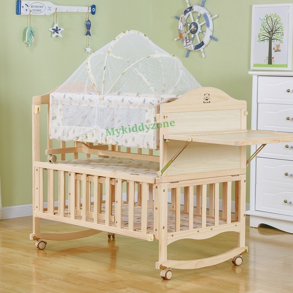 เตียงนอนไม้สำหรับเด็ก สามารถปรับเปลไกว ปรับเป็นโต๊ะเฟอร์นิเจอร์ได้ TB10106 (W1)