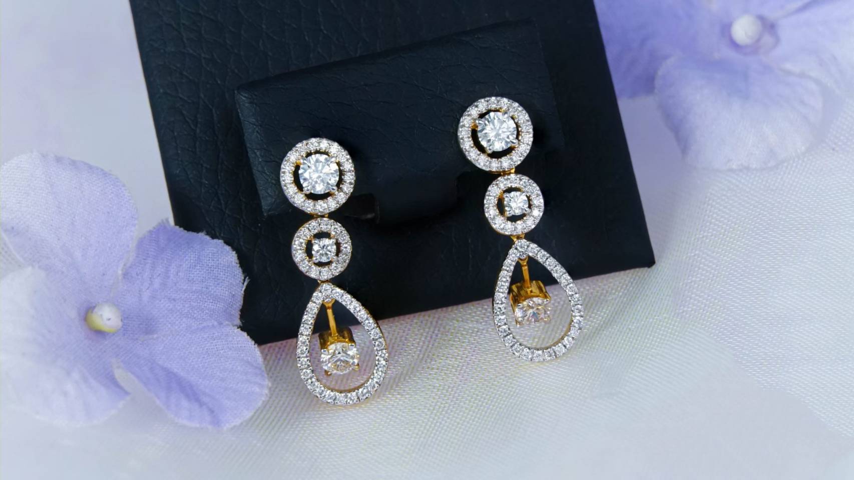 ต่างหูทอง เพชรแท้ Gold 18K 6.18g D 6/1.01 ct D 112/0.52 ct