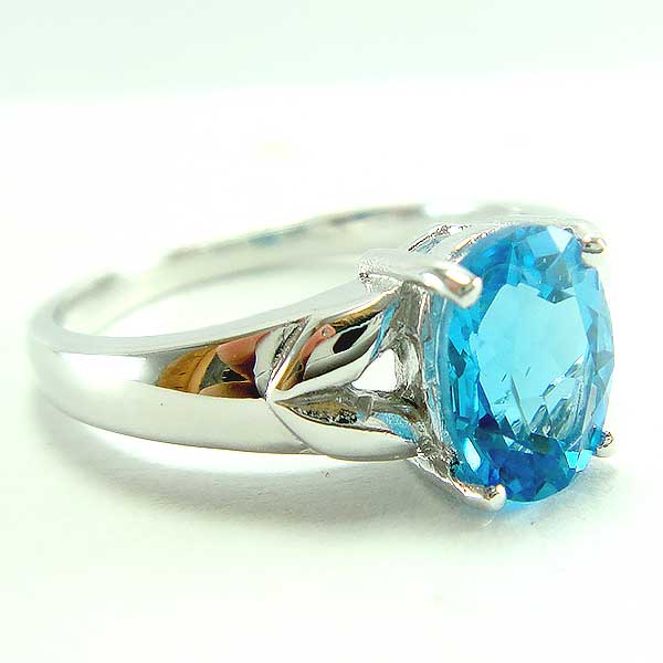 แหวนเงินแท้ราคาถูกชุบทองคำขาว สวิสบลูโทปาซแท้ 1.60 กะรัต งานประณีตสวยงาม สั่งผลิตค่ะ