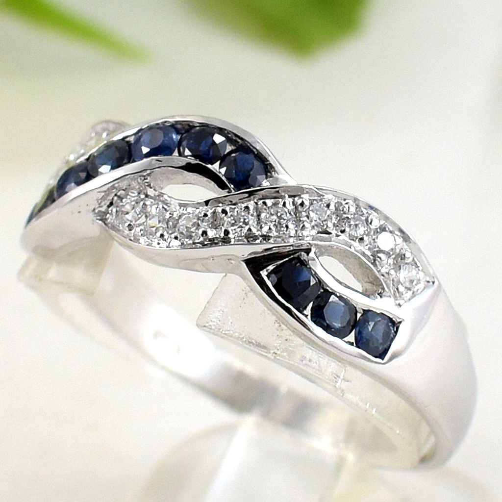 แหวนเงินแท้ราคาถูกชุบทองคำขาว ไพลินแท้ 0.66 กะรัต เพชรCZ 0.13 กะรัต งานประณีตสวยงาม สั่งผลิตค่ะ