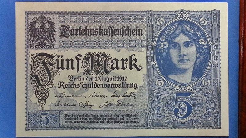 ธนบัตร ประเทศ เยอรมนี Mark 1917 สภาพ UNC