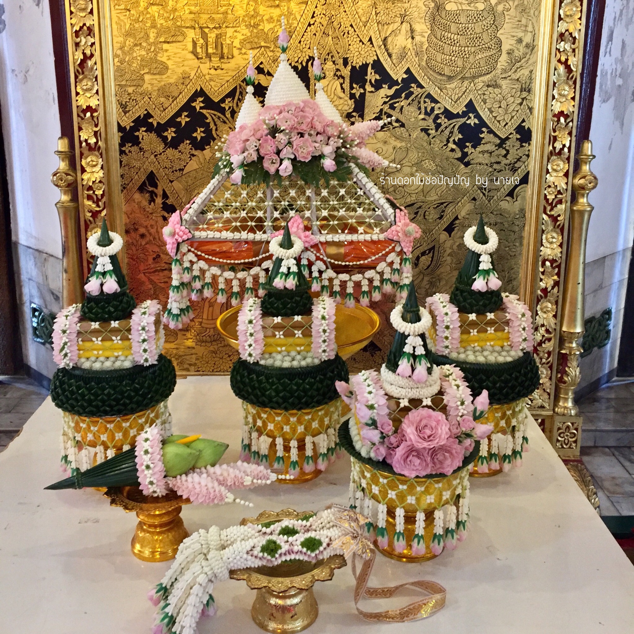 ชุดเครื่องบวช โทนชมพูสุรีย์พีช (ส่งงานวัดสุทัศนเสาชิงช้า)