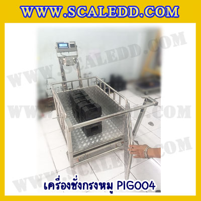 เครื่องชั่งหมูแบบกรงสแตนเลสพร้อมล้อเลื่อน built in printer ยี่ห้อ SDS รุ่น IDS701-PLCD พิกัด 300kg ความละเอียด 100g