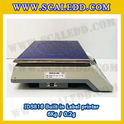 เครื่องชั่งดิจิตอล พิกัดน้ำหนัก 6kg Built-in Label printer ยี่ห้อ SDS รุ่น IDS816 ค่าละเอียด 0.2g