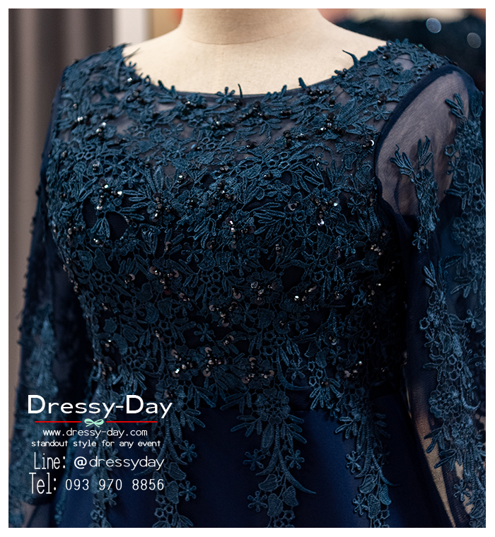 รหัส ชุดเจ้าภาพ : PFS098 ชุดแม่เจ้าสาวอวบ อ้วน ชุดแม่เจ้าบ่าวตอนกลางวัน เช้า แบบแขนยาว สวย หรูหรา สมฐานะเจ้าภาพ